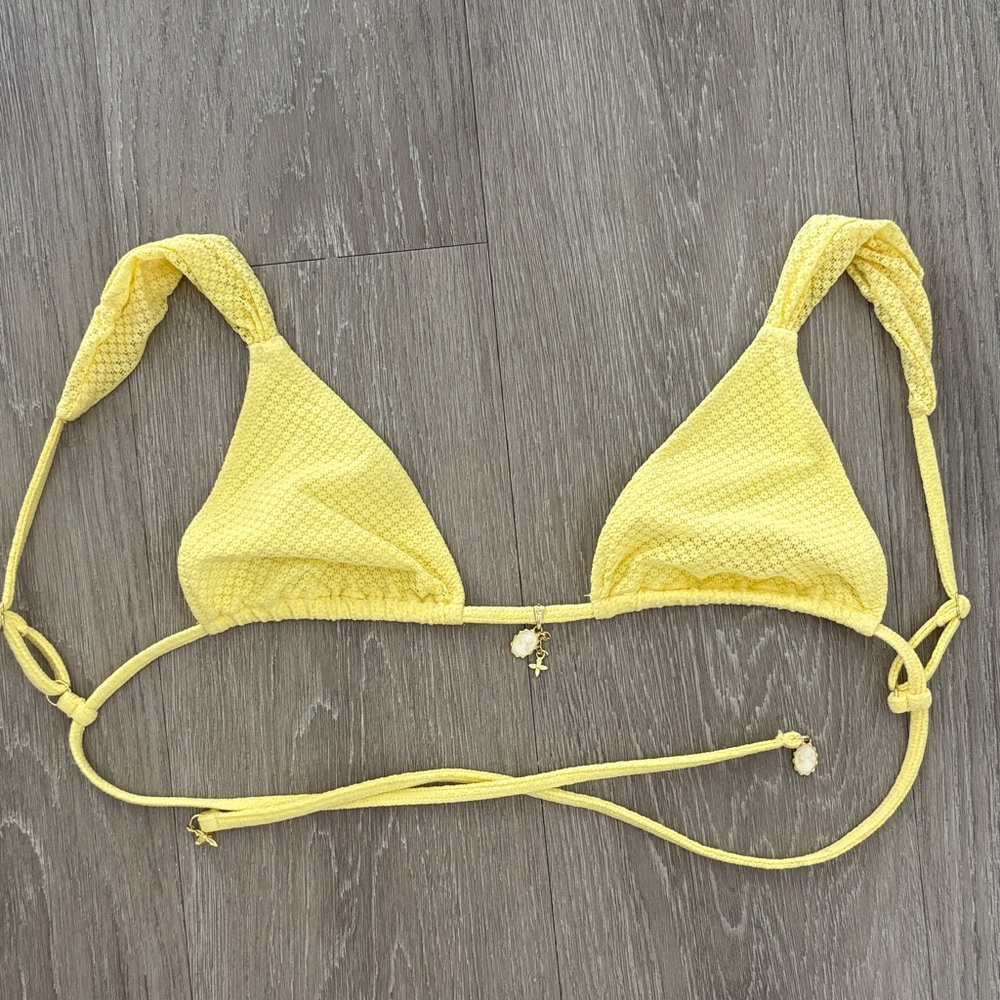 Yellow Textured Bikini Top